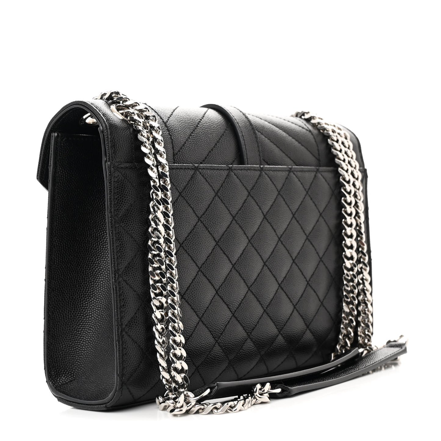 Grain De Poudre Textured Mixed Matelasse Triquilt Medium Monogram Satchel Black