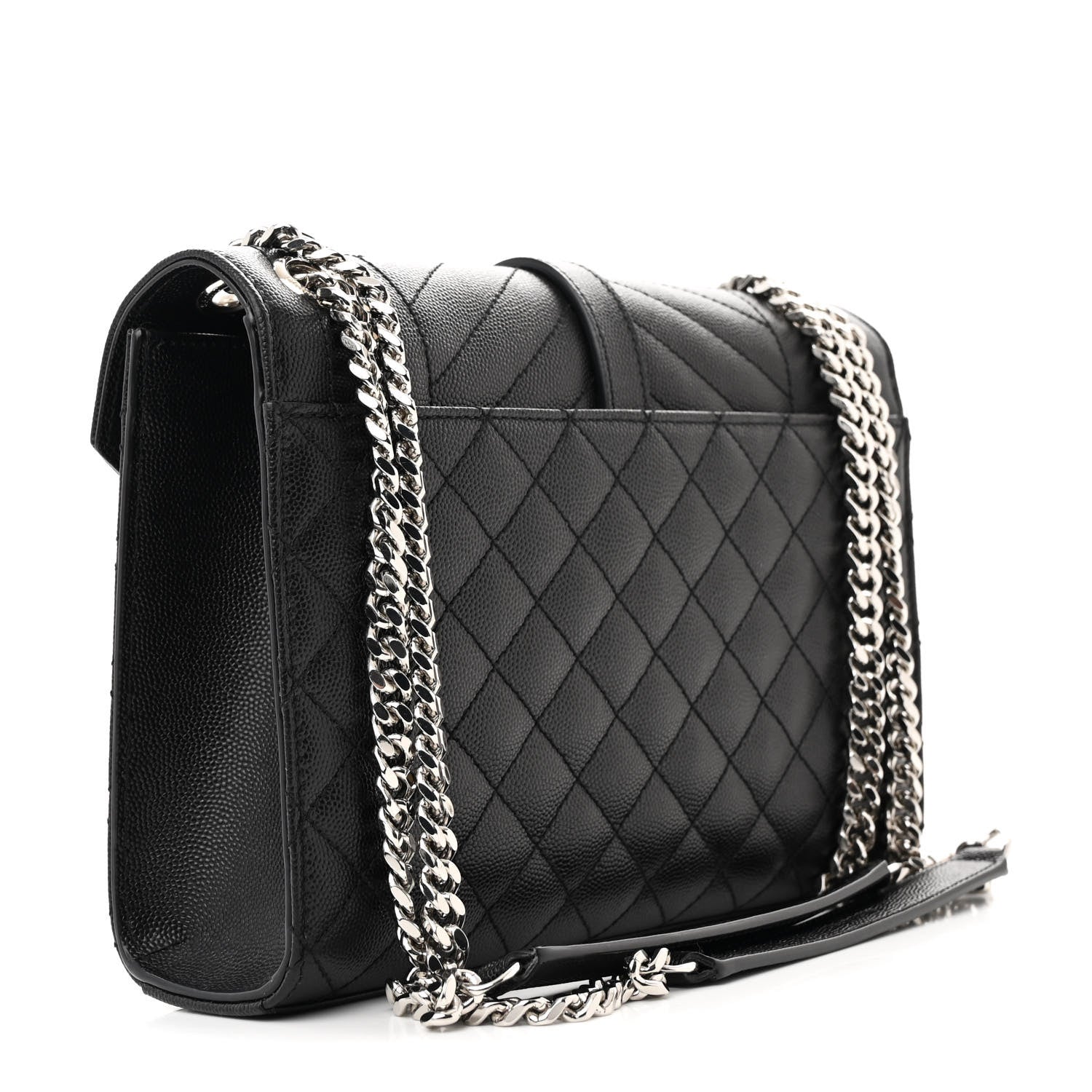 Saint Laurent Grain De Poudre Textured Mixed Matelasse Triquilt Medium Monogram Satchel Black 3 of 11