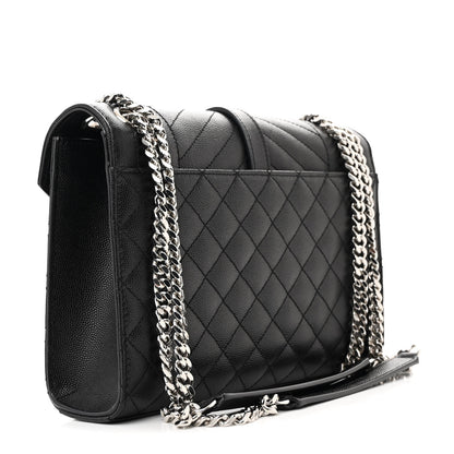 Saint Laurent Grain De Poudre Textured Mixed Matelasse Triquilt Medium Monogram Satchel Black 3 of 11