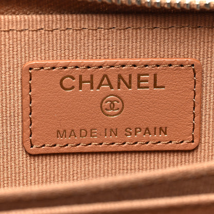 Chanel Lambskin Quilted Chanel 19 Zip Around Coin Purse Wallet Brown 6 of 9
