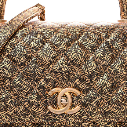 Chanel Metallic Caviar Quilted Small Coco Handle Flap Gold 8 of 13