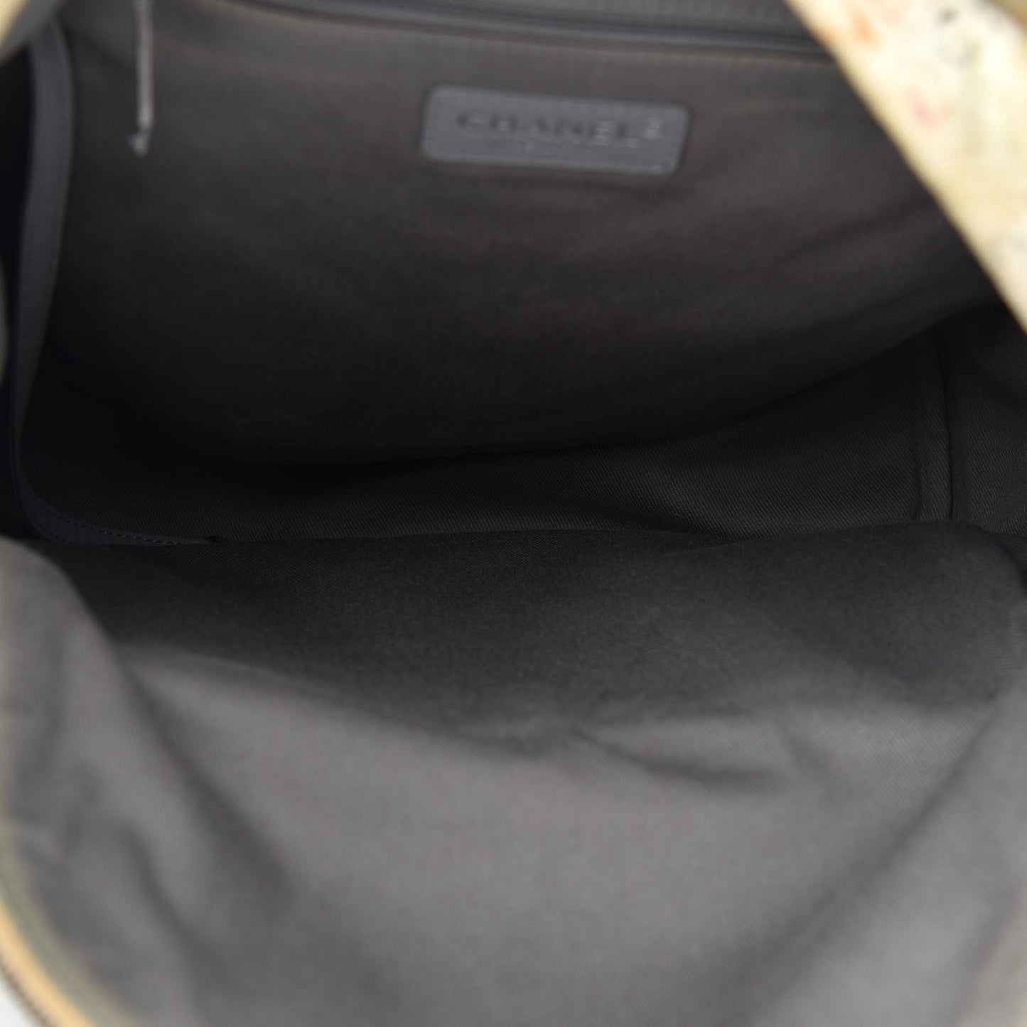 Graffiti Printed Canvas Medium Backpack Beige