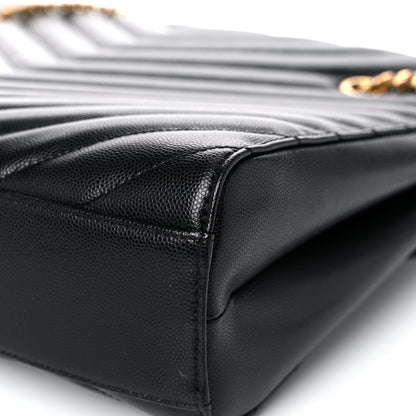 Saint Laurent Grain De Poudre Matelasse Chevron Medium Tribeca Shopping Bag Black 11 of 15