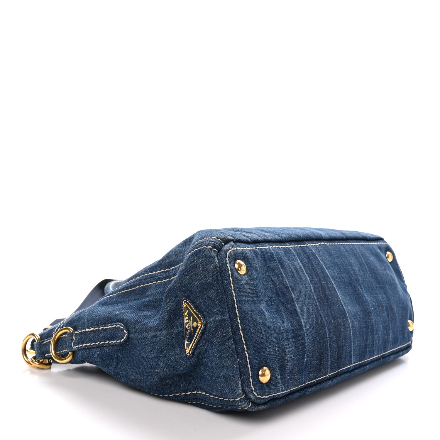 Prada Denim Large Logo Shopping Tote 4 of 9