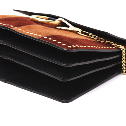 Chloe Suede Calfskin Studded Medium Faye Shoulder Bag Black Multicolor 6 of 8