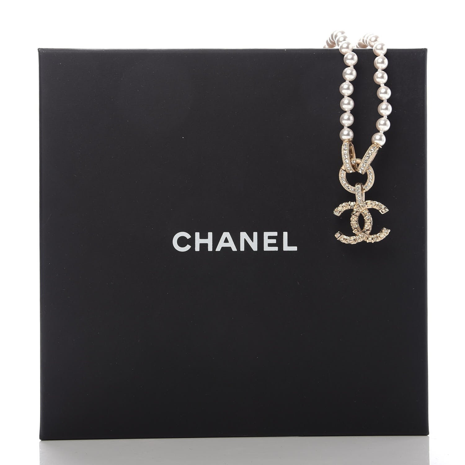 Chanel Pearl Crystal CC Short Logo Necklace Gold 6 of 6