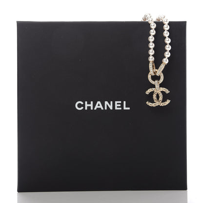 Chanel Pearl Crystal CC Short Logo Necklace Gold 6 of 6