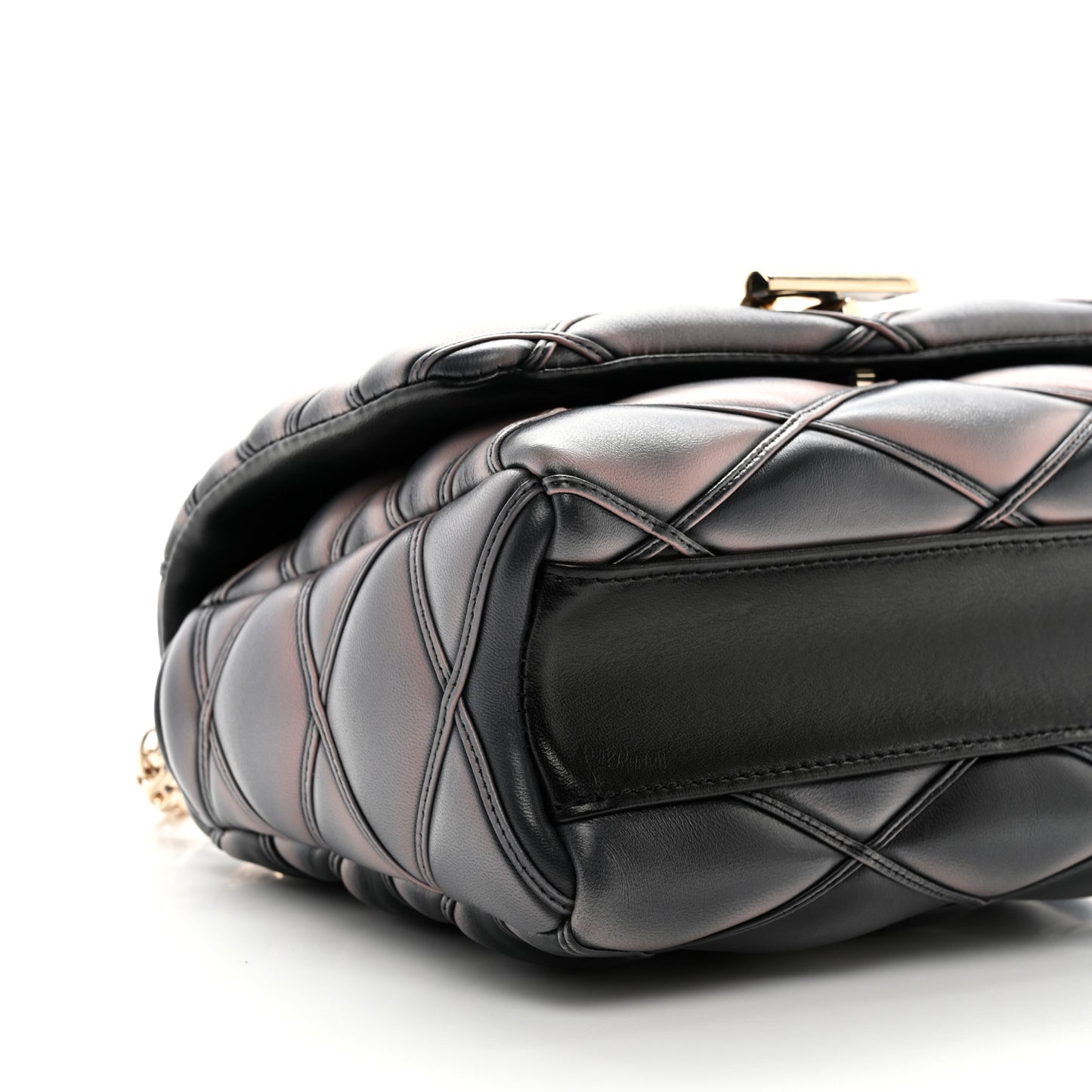 Lambskin Malletage Top Handle GO-14 MM Black Pink