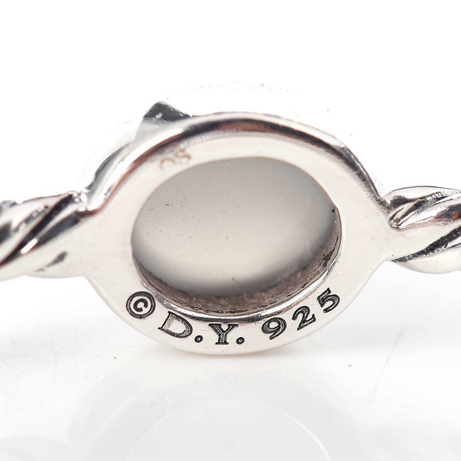 David Yurman Sterling Silver Moonstone 3mm 4 Station Bangle Bracelet 4 of 4