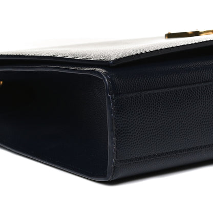 Saint Laurent Grain De Poudre Medium Classic Monogram Kate Satchel Deep Marine 10 of 11