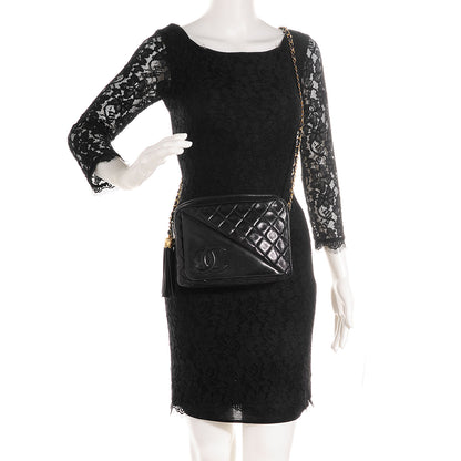 Chanel Lambskin Quilted Tassel Camera Case Black 2 of 7