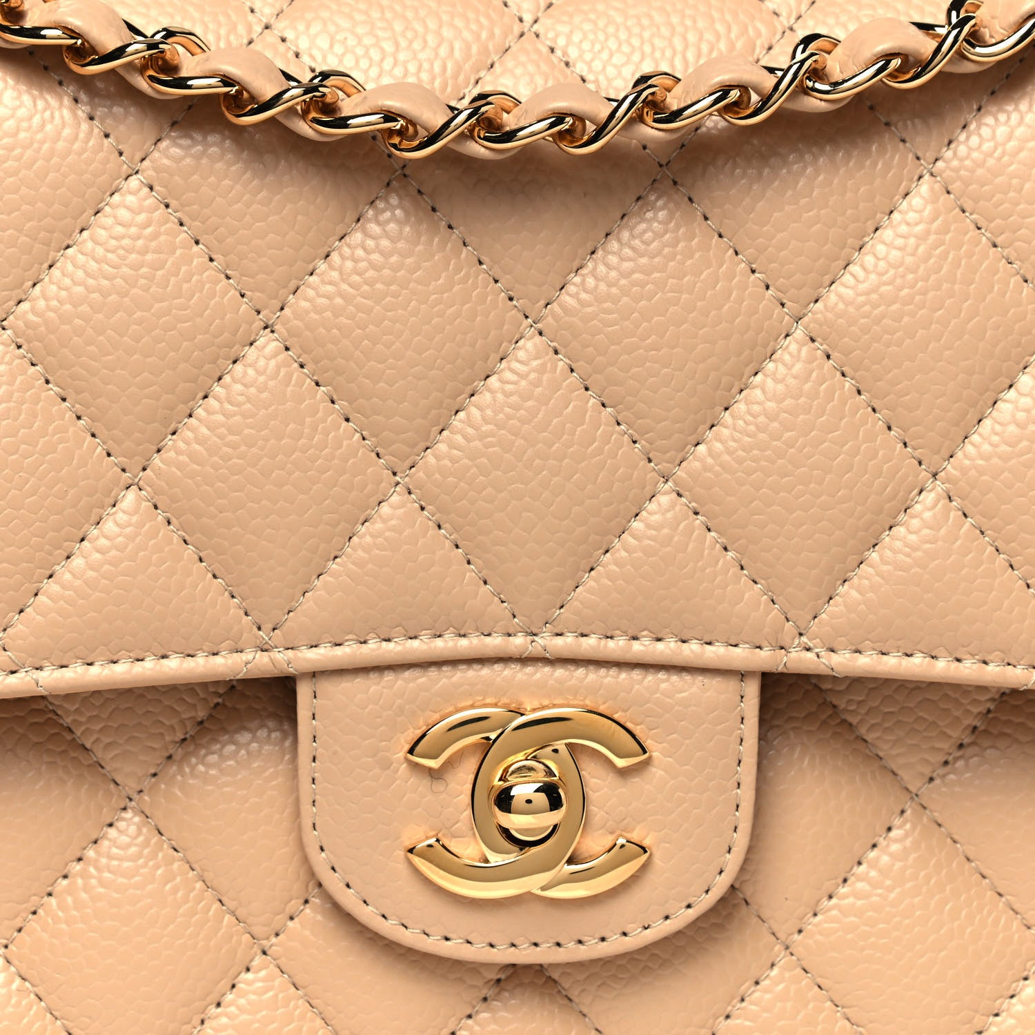 Chanel Caviar Quilted Medium Double Flap Beige 8 of 13
