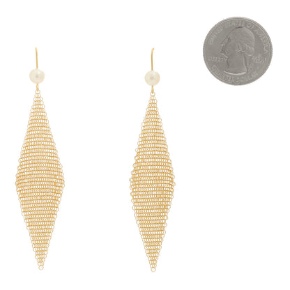Tiffany 18K Yellow Gold Cultured Pearl Elsa Peretti Mesh Earrings 2 of 5