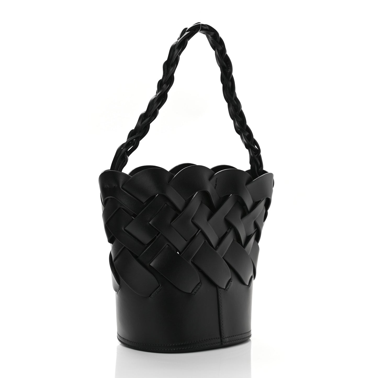 Vitello Intreccio Bucket Bag Black