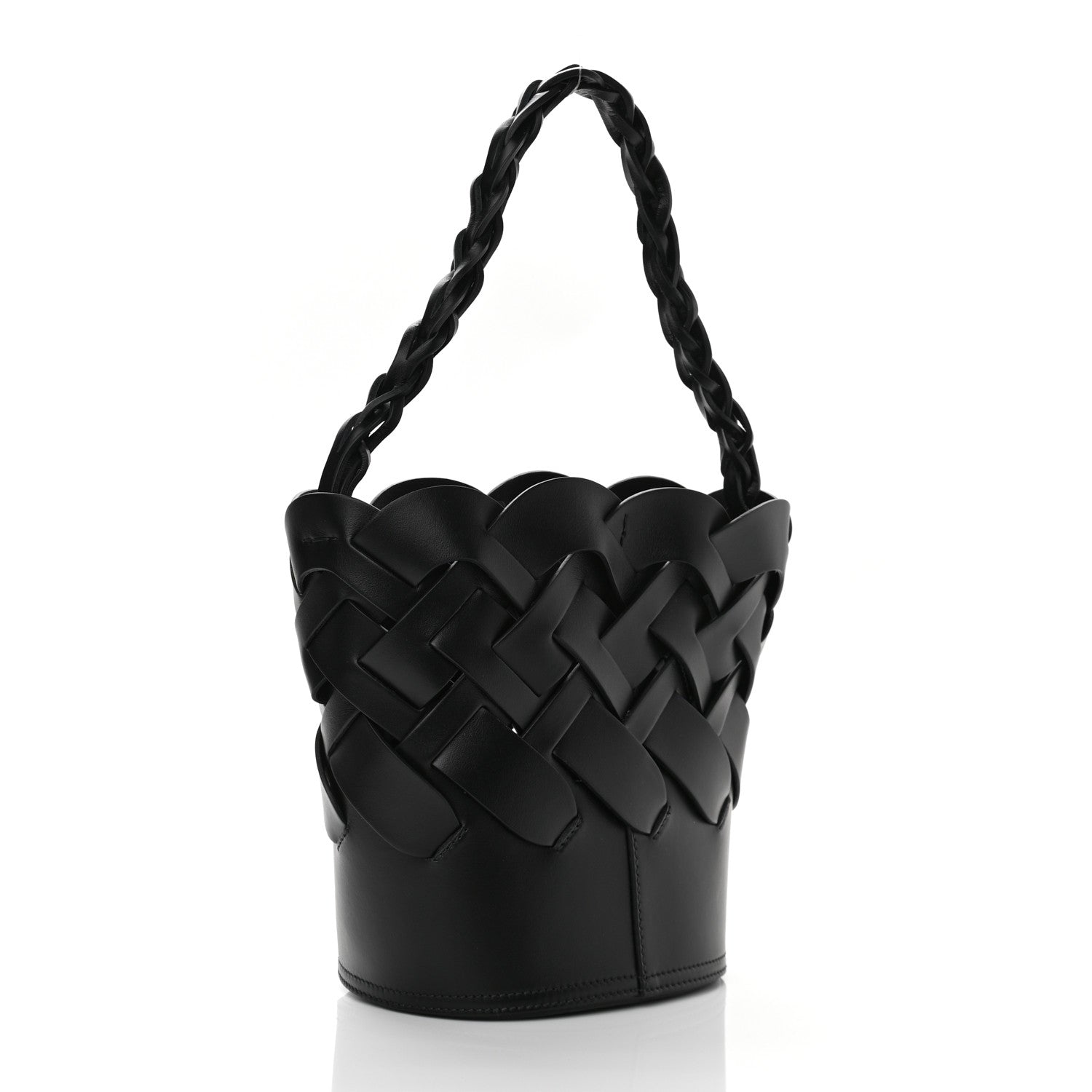 Prada Vitello Intreccio Bucket Bag Black 4 of 11