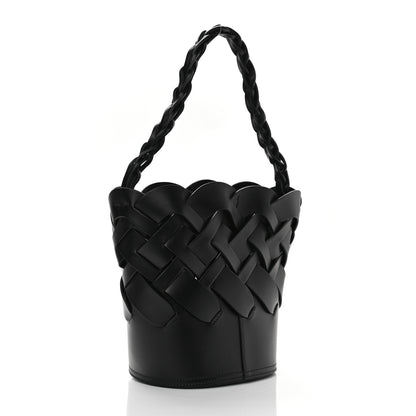 Prada Vitello Intreccio Bucket Bag Black 4 of 11