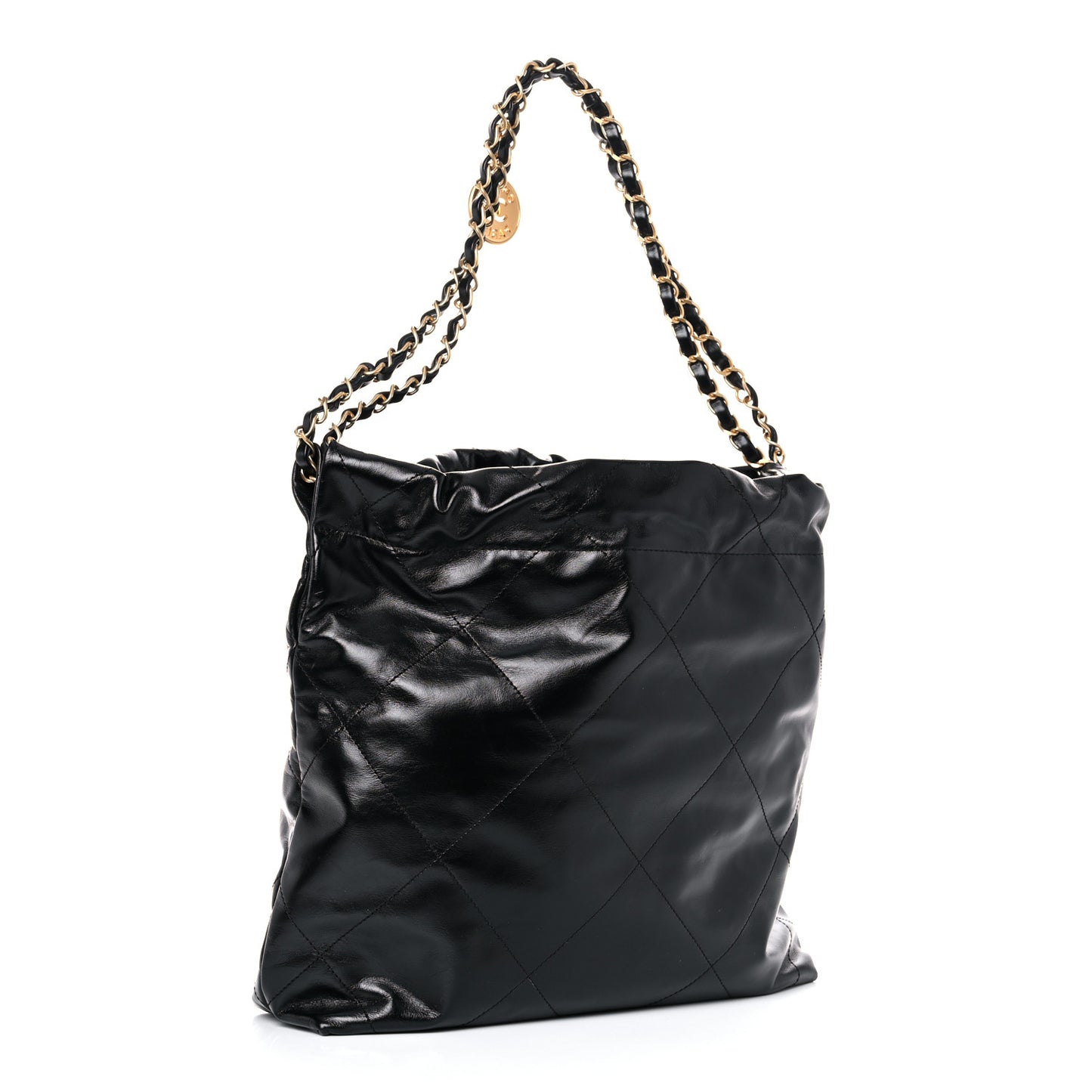 Shiny Calfskin Quilted Small Chanel 22 Black