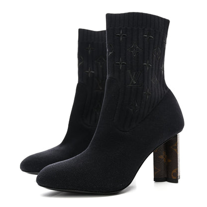Louis Vuitton Monogram Stretch Fabric Silhouette Ankle Boots 38 Black 3 of 7