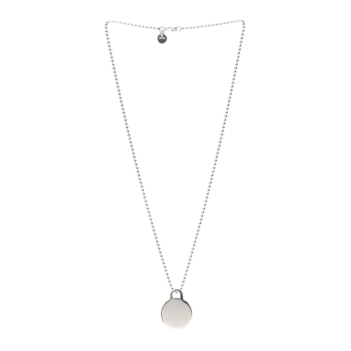 Sterling Silver Round Tag Pendant Necklace