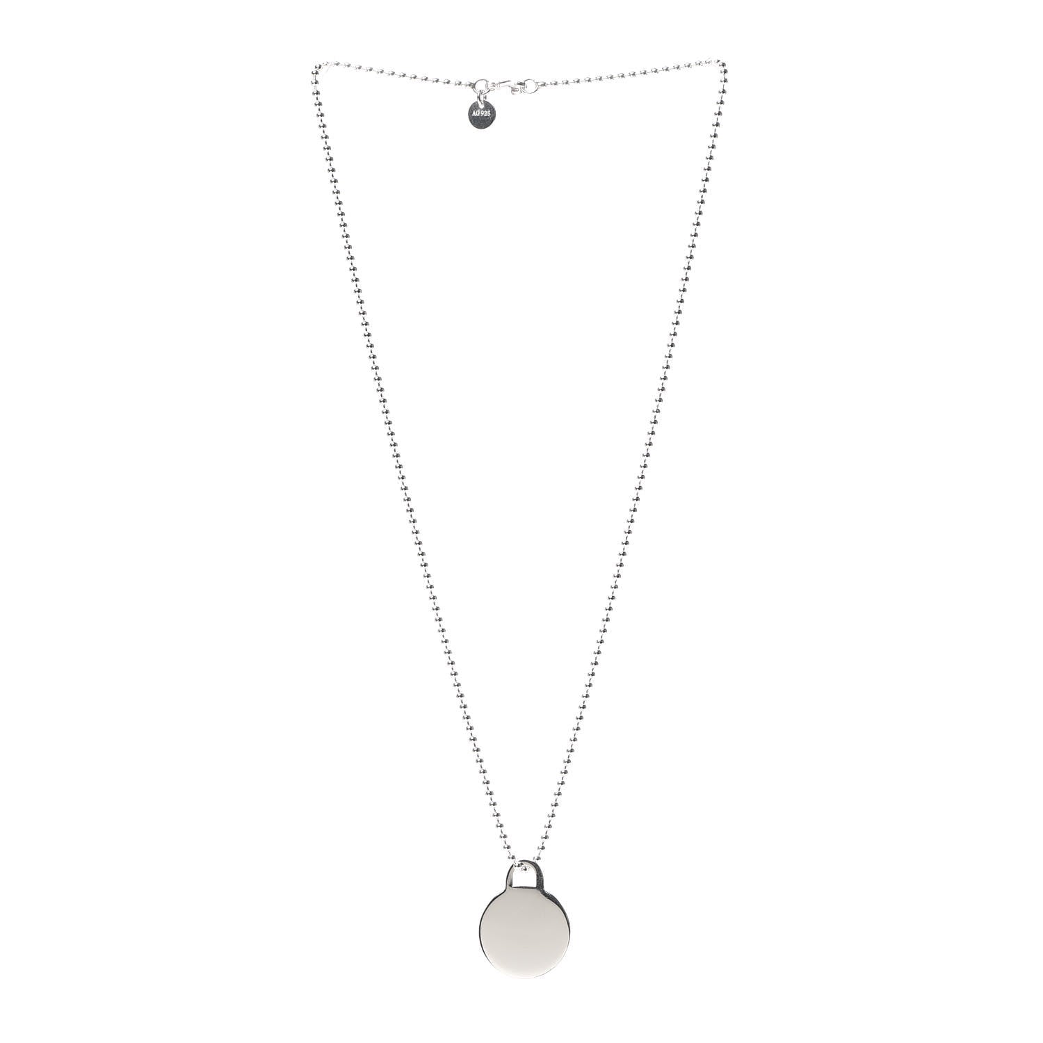 Tiffany Sterling Silver Round Tag Pendant Necklace 3 of 6