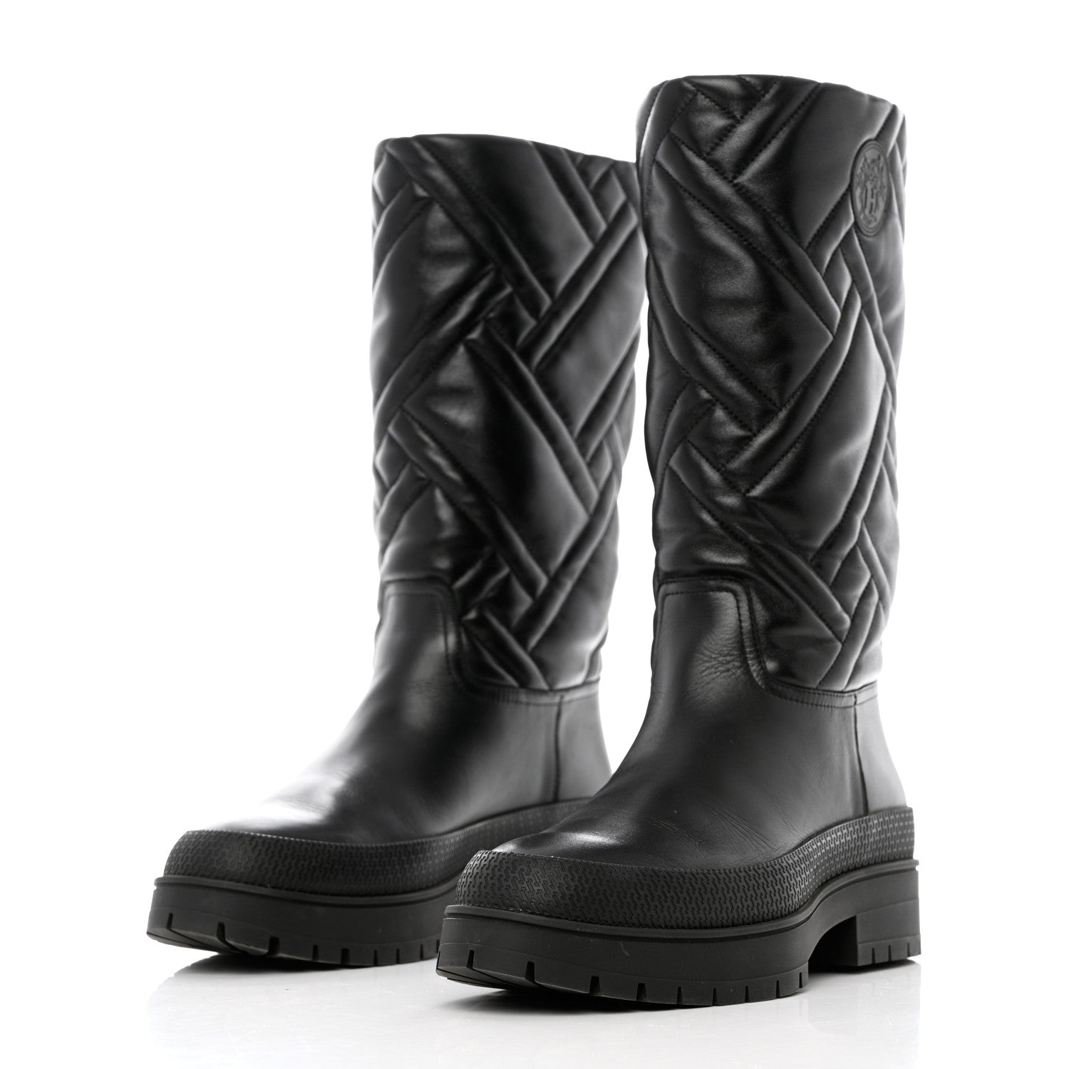 Hermes Goatskin Quilted Fuji Boots 37 Black 3 of 12