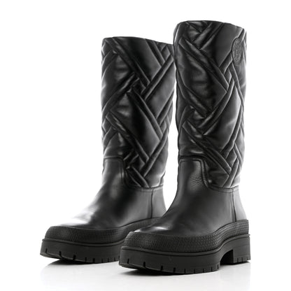 Hermes Goatskin Quilted Fuji Boots 37 Black 3 of 12