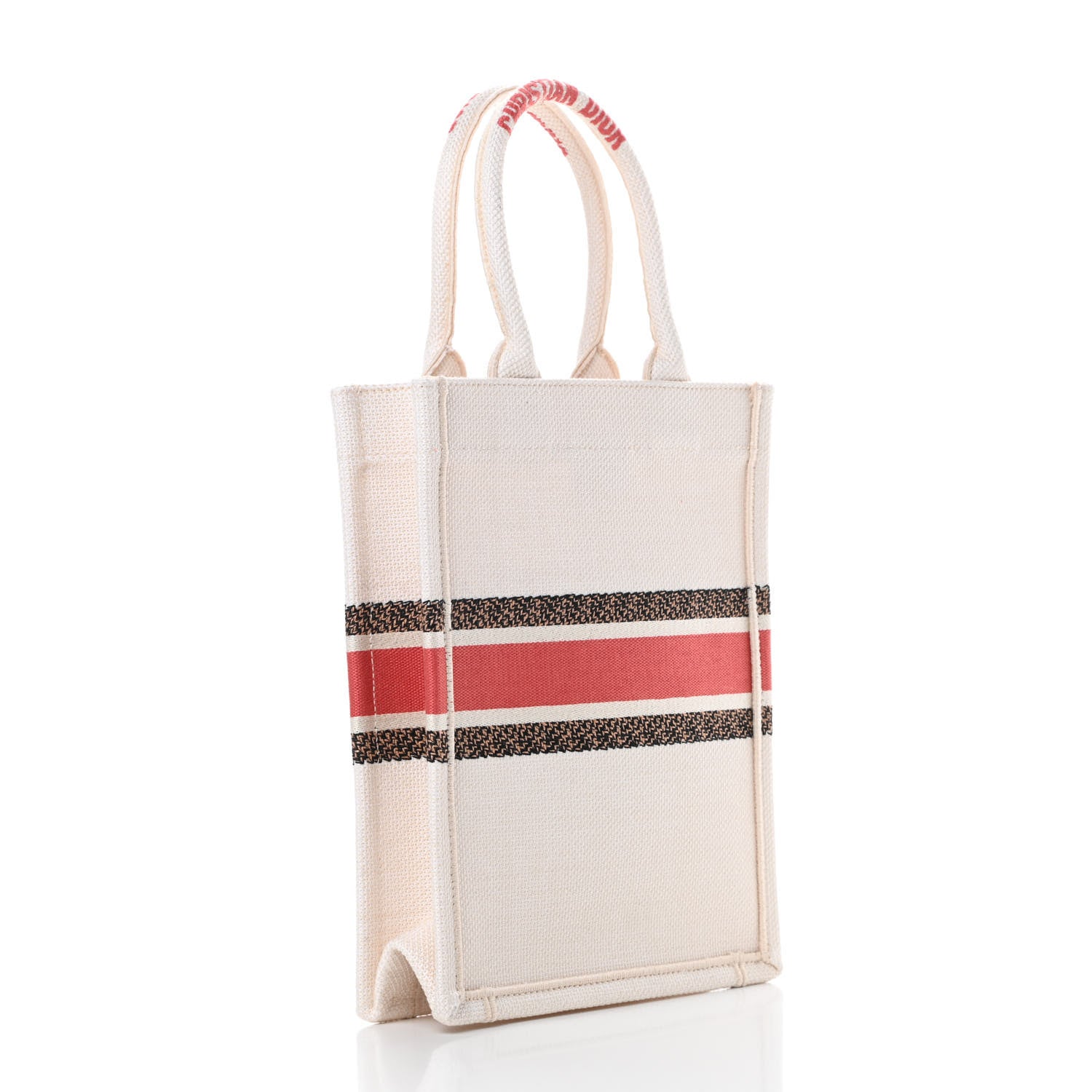 Christian Dior Canvas Embroidered Vertical Fleurs Bibliques Book Tote Latte Multicolor 3 of 10