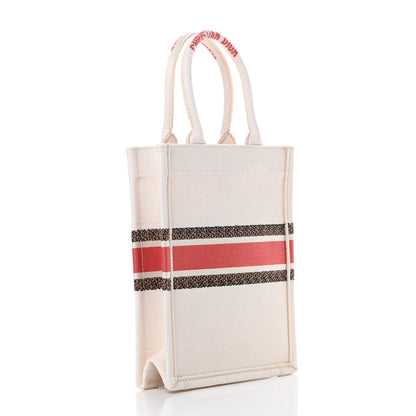 Christian Dior Canvas Embroidered Vertical Fleurs Bibliques Book Tote Latte Multicolor 3 of 10