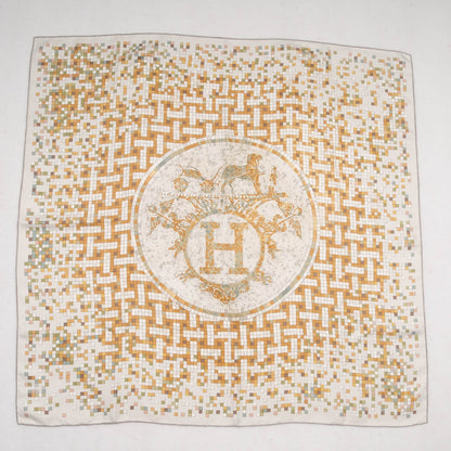 Hermes Silk Mosaique Au 24 Scarf 90 Gris Perle Tabac Blanc 2 of 6