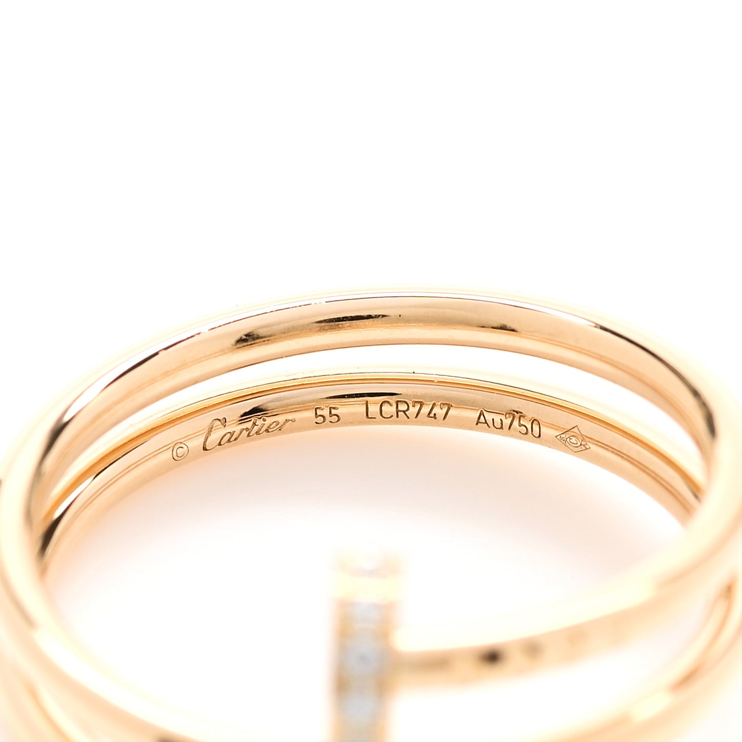 18K Yellow Gold Diamond Double Juste Un Clou Ring 55 7.25