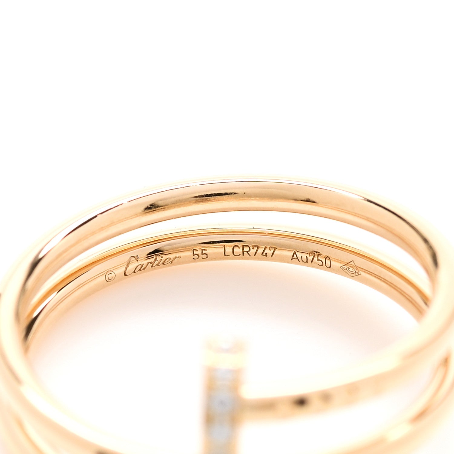 Cartier 18K Yellow Gold Diamond Double Juste Un Clou Ring 55 7.25 4 of 5