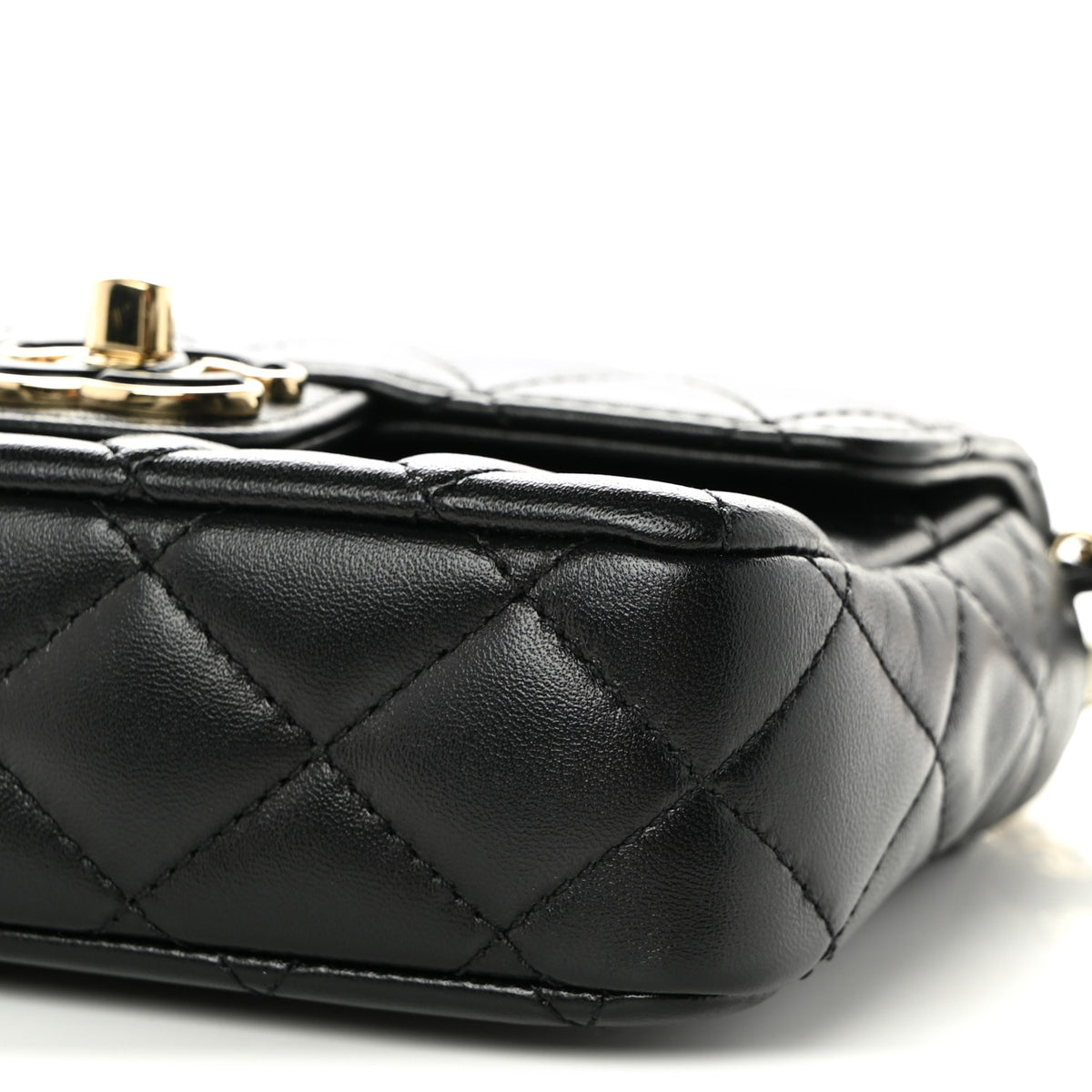 Chanel Lambskin Resin Quilted Mini Heart Square Flap Black 10 of 10