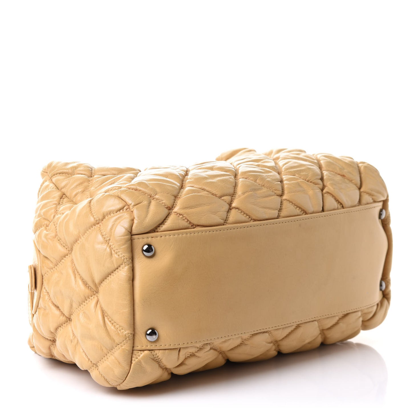 Lambskin Bubble Quilt Bowler Beige