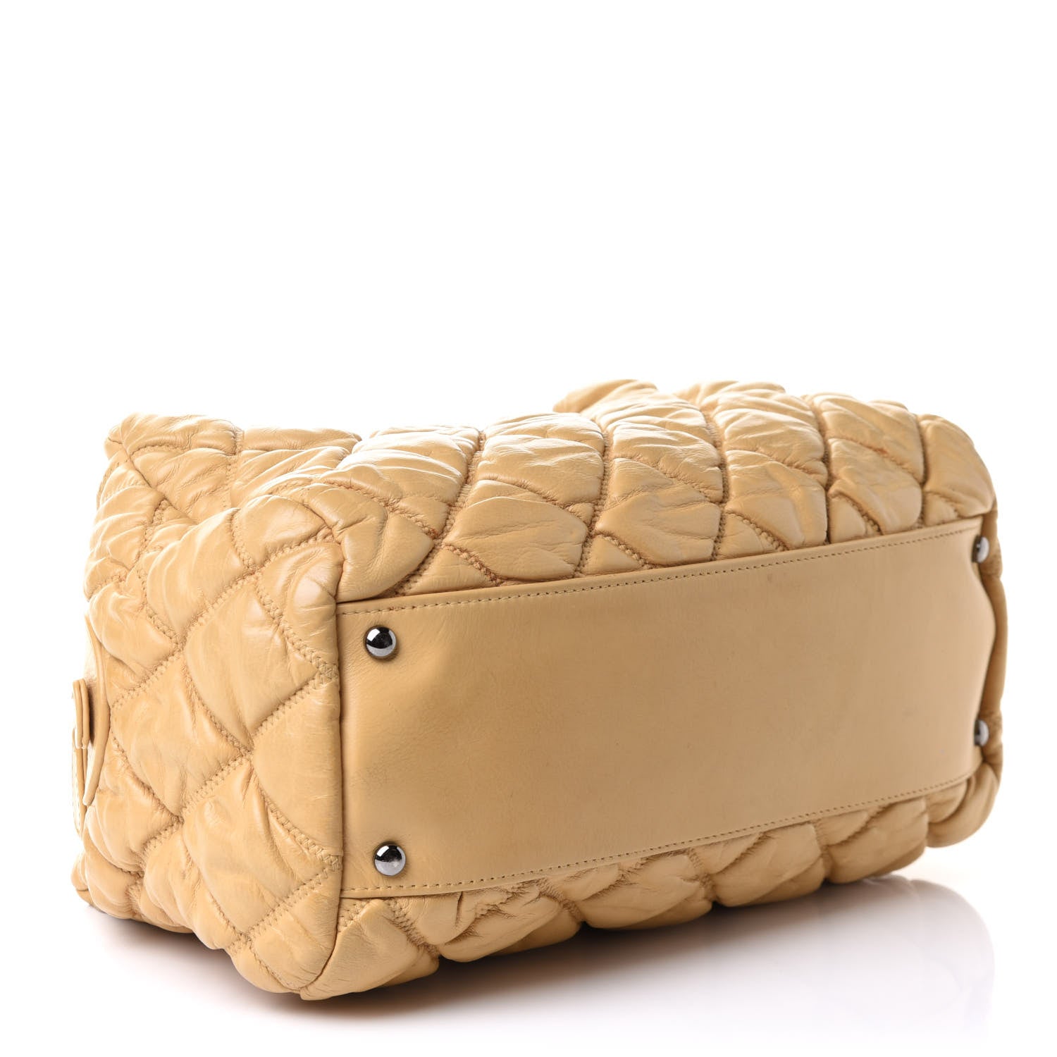 Chanel Lambskin Bubble Quilt Bowler Beige 4 of 11