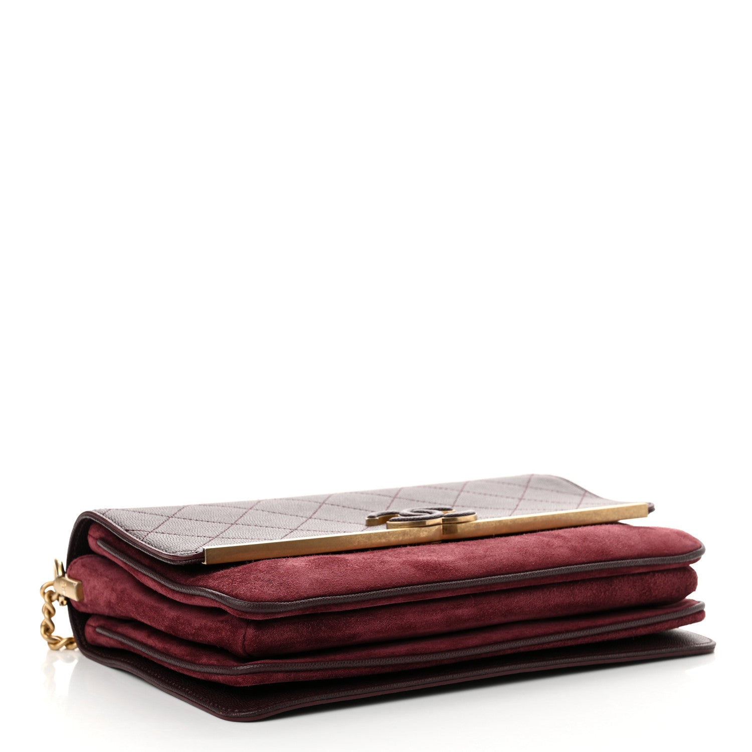 Chanel Caviar Suede Stitched Lady Coco Flap Burgundy 4 of 12
