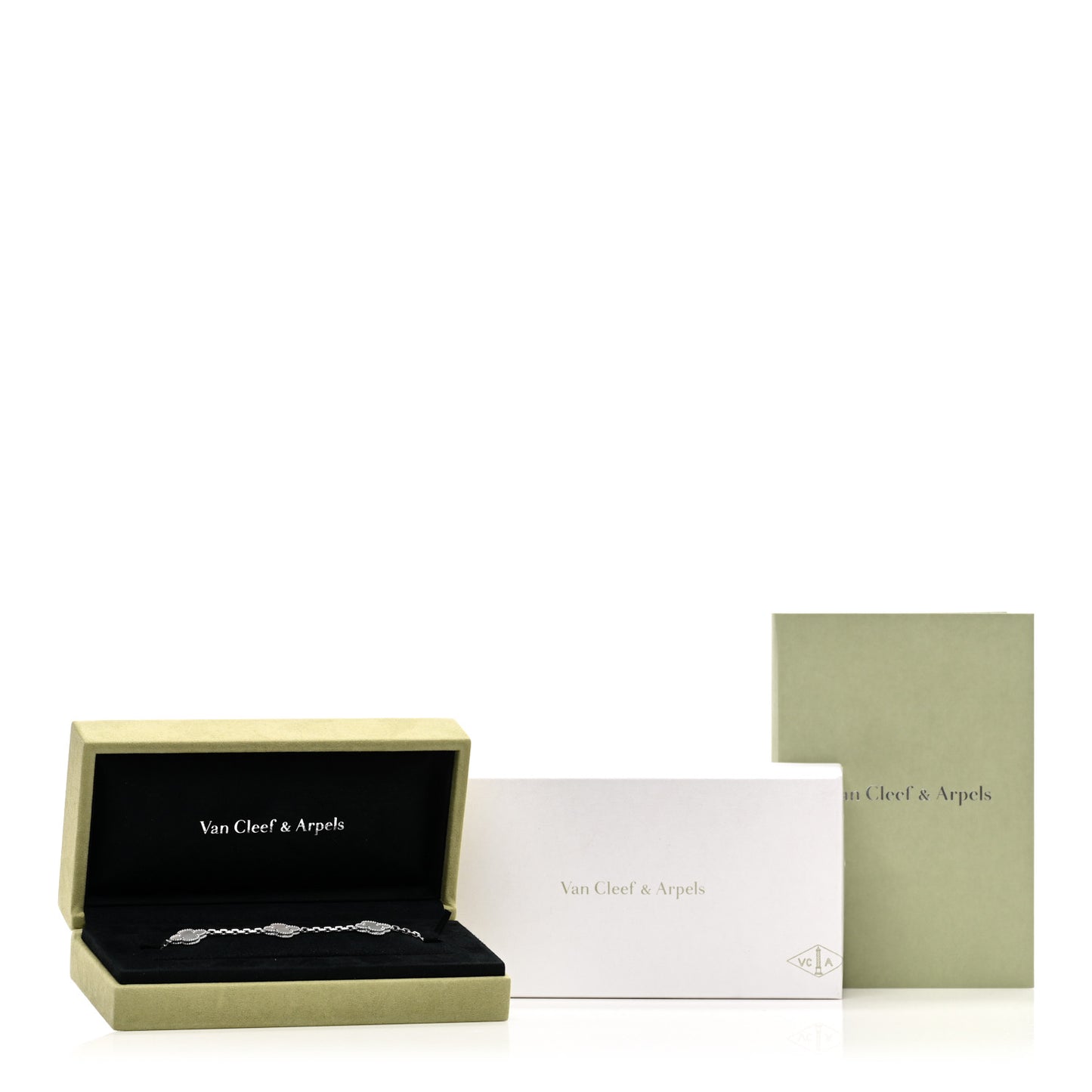 18K White Gold Mother of Pearl 5 Motifs Vintage Alhambra Bracelet