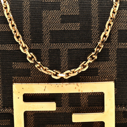 Fendi Fabric Jacquard FF 1974 Continental Wallet On Chain Tobacco Moro 8 of 10