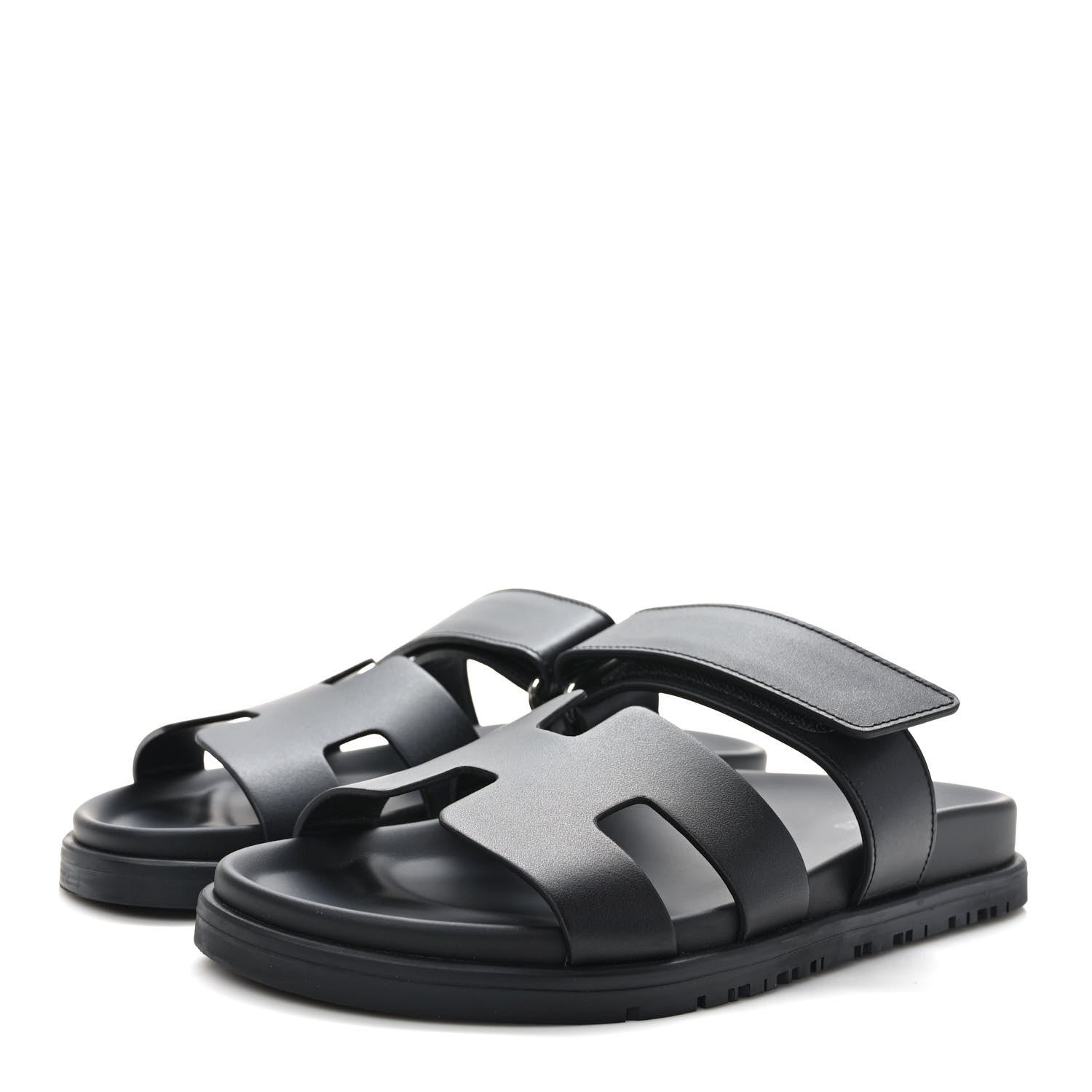 Hermes Calfskin Womens Chypre Sandals 36.5 Black 3 of 9