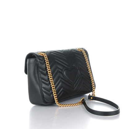 Gucci Calfskin Matelasse Medium GG Marmont Shoulder Bag Black 3 of 7