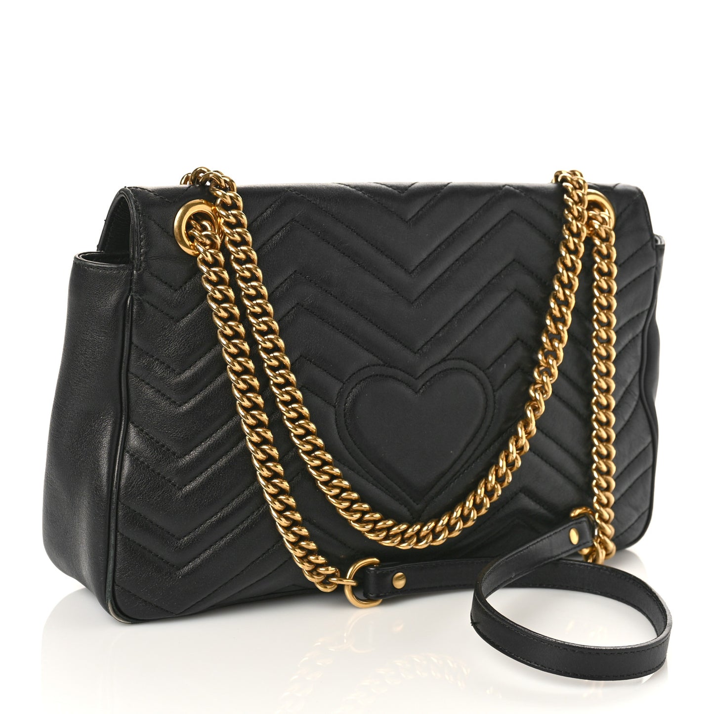 Calfskin Matelasse Medium GG Marmont Shoulder Bag Black