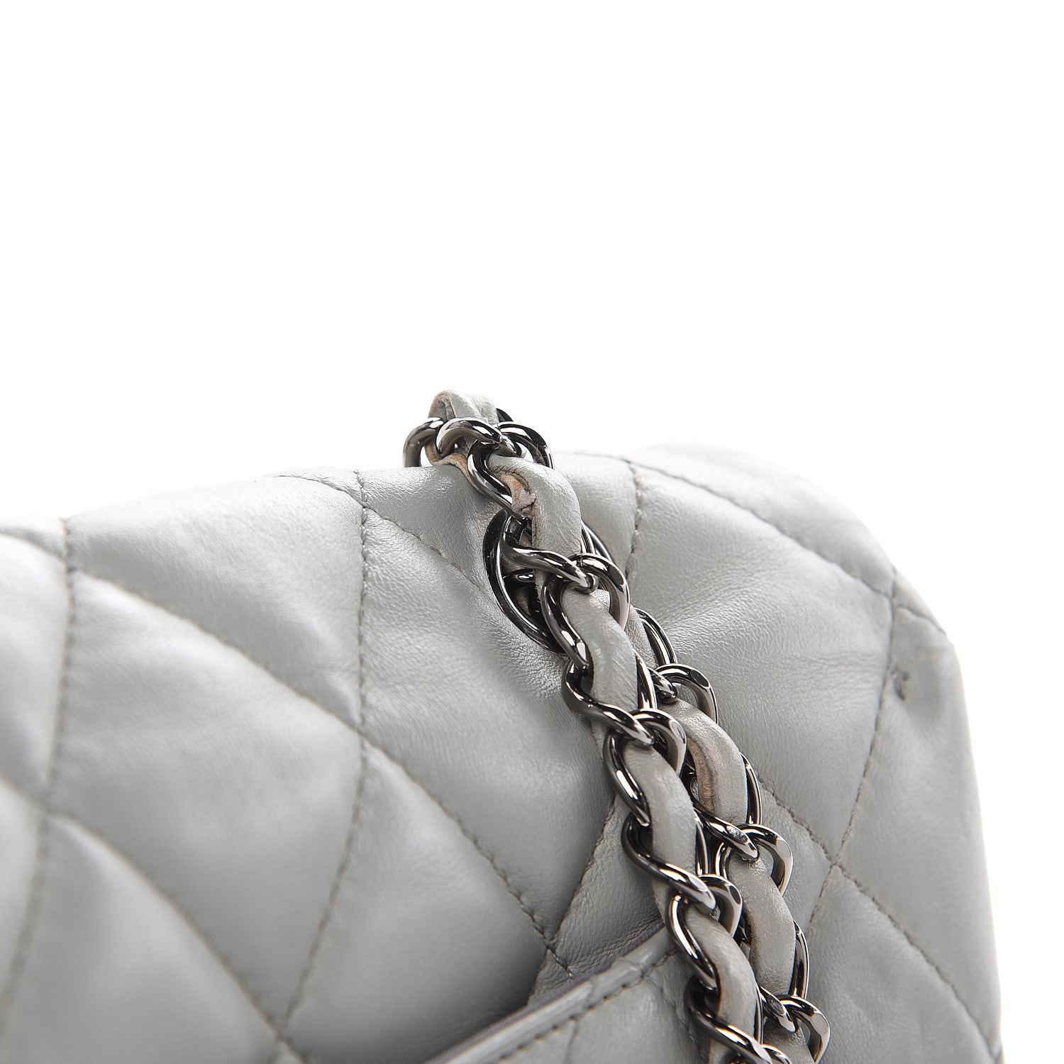 Chanel Lambskin Quilted Large 3 Flap Bag Grey 18 of 20