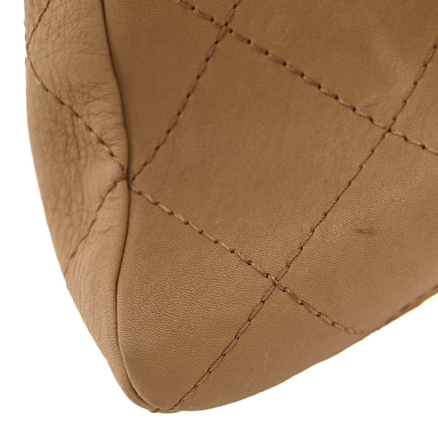 Chanel Calfskin Stitched Double Zip Hobo Beige 13 of 15
