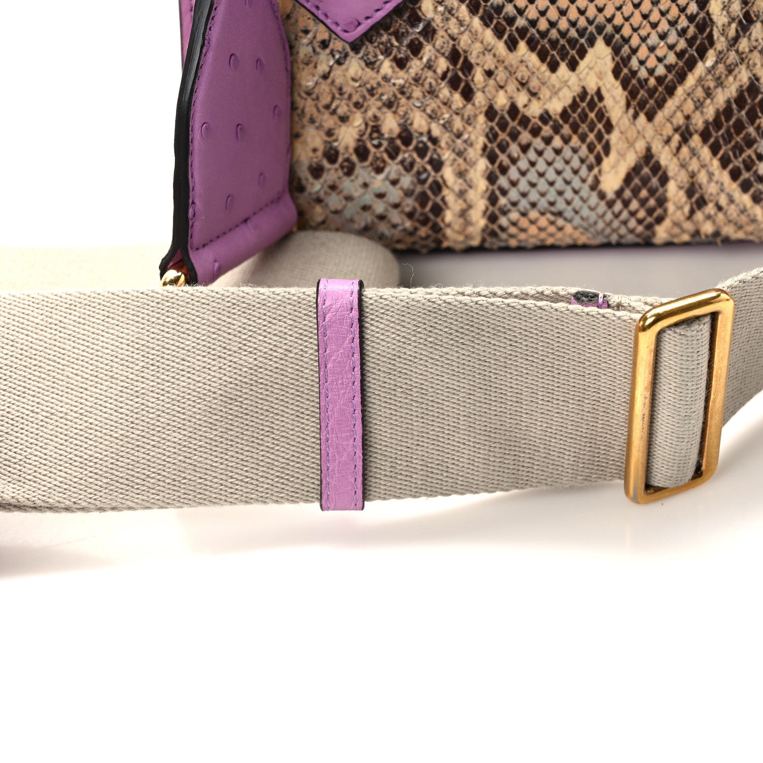 Gucci Snakeskin Ostrich Mini Diana Tote Bag Beige Blue Purple 14 of 15