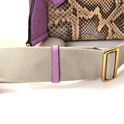 Gucci Snakeskin Ostrich Mini Diana Tote Bag Beige Blue Purple 14 of 15