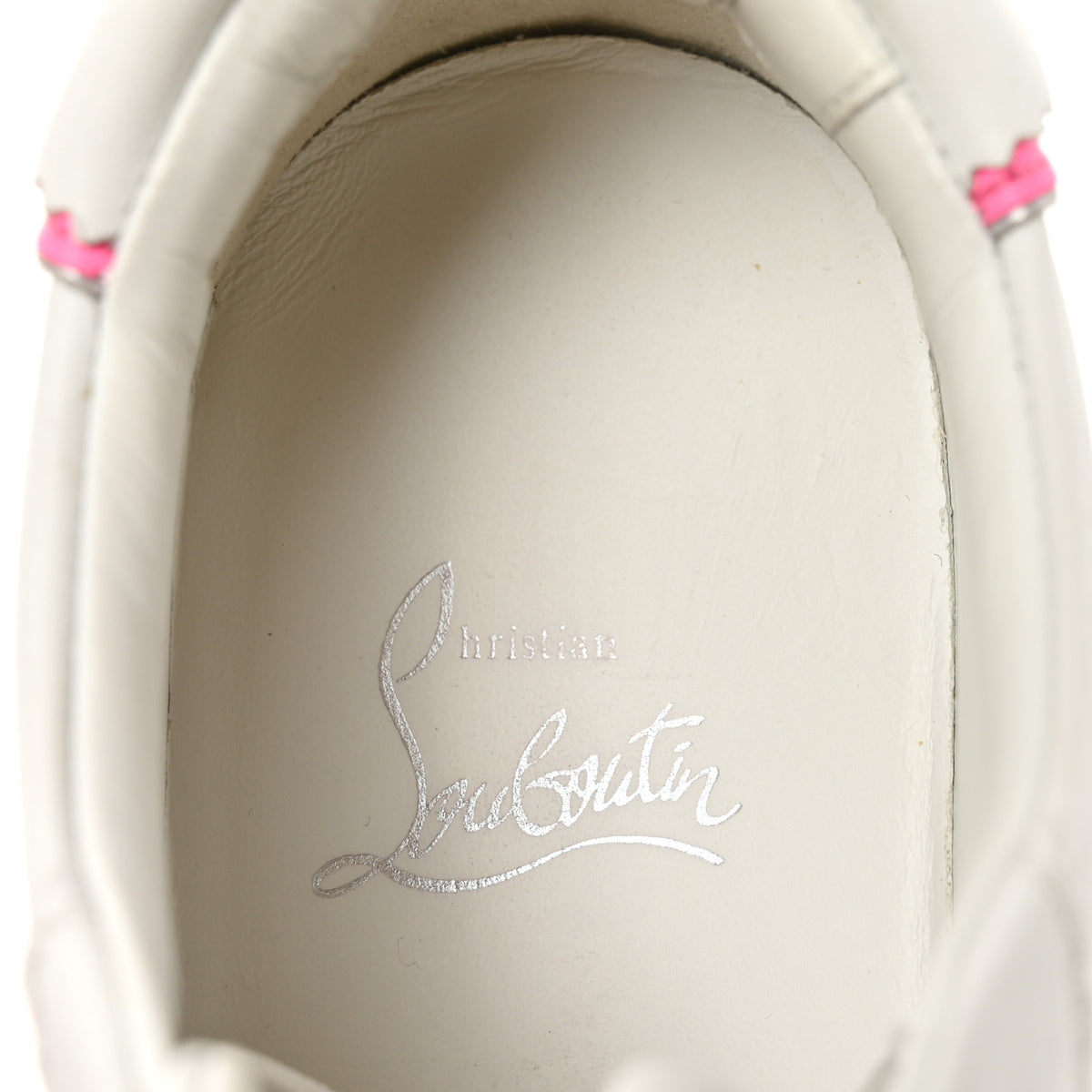 Christian Louboutin Calfskin Neoprene Womens Loubishark Sneakers 36 White Fluo Pink 8 of 10