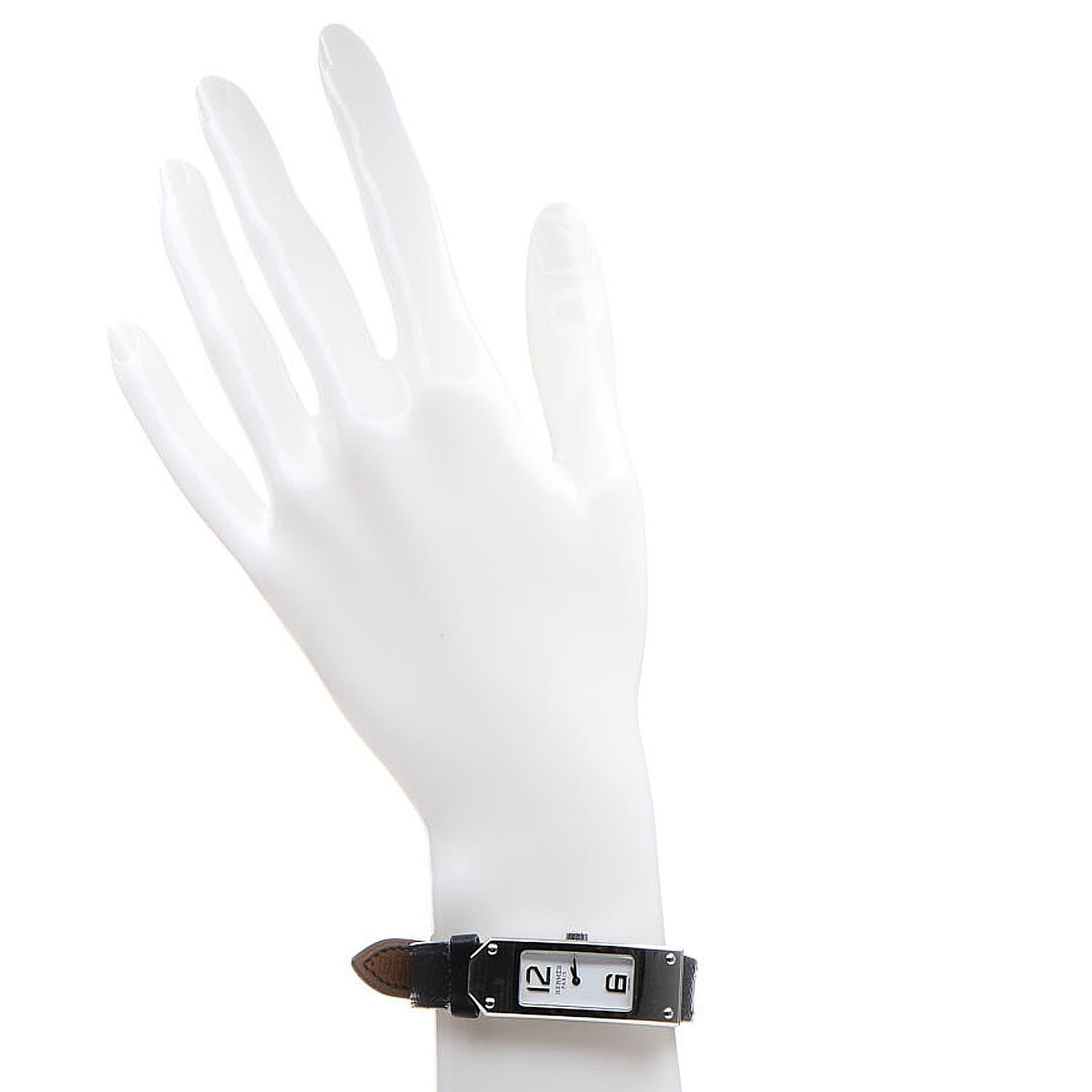 Hermes Stainless Steel Epsom 15mm Kelly II Quartz Watch Noir 2 of 7