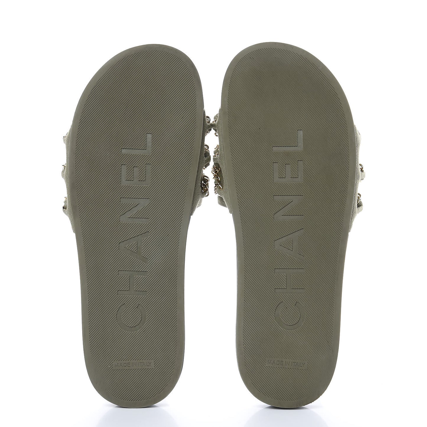Canvas Chain Flat Sandals 40 Khaki