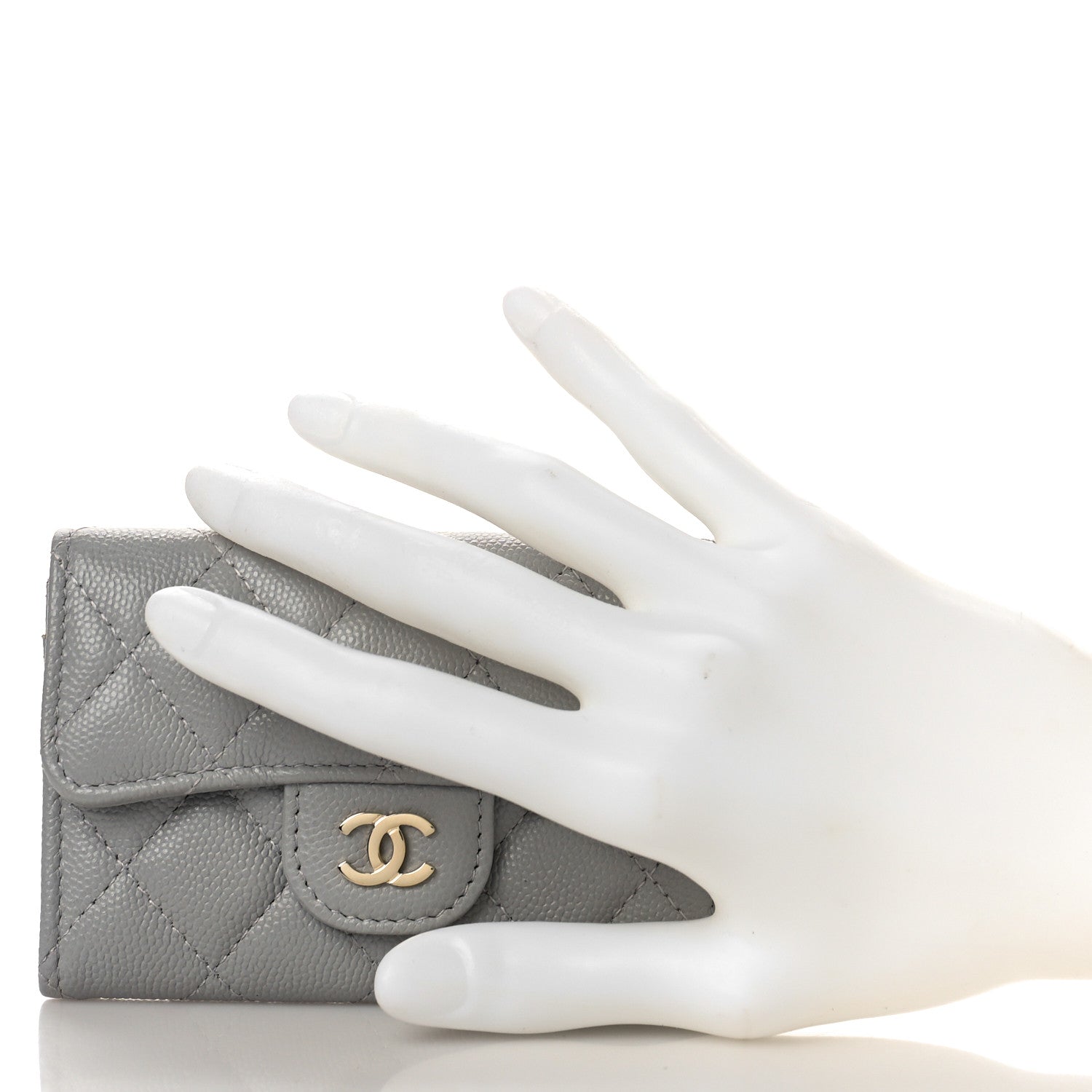Chanel Caviar Quilted Flap Card Holder Wallet Grey 2 of 10