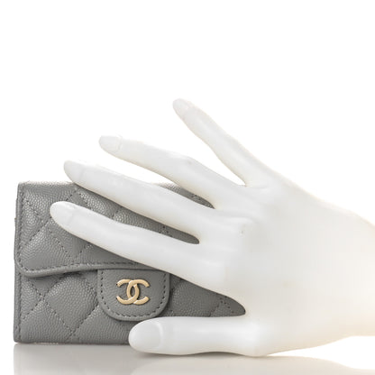 Chanel Caviar Quilted Flap Card Holder Wallet Grey 2 of 10