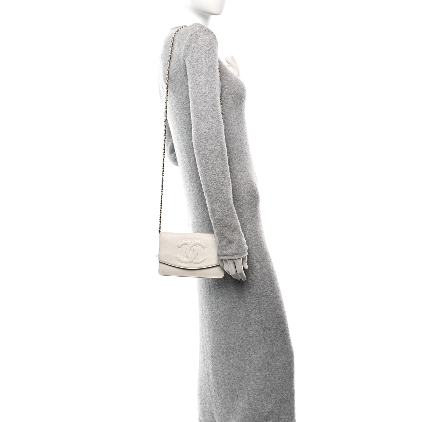Caviar Timeless CC Wallet on Chain WOC White